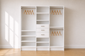 Hang & Shelves (24''W) + Shelves & 3 Drawers (24''W) + Double Hang (24''W) Triple Tower Closet – 75"W × 84"H × 14"D