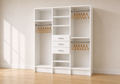 Double Hang (24''W) + Shelves & 3 Drawers (24''W) + Double Hang (24''W) Triple Tower Closet – 75"W × 84"H × 14"D