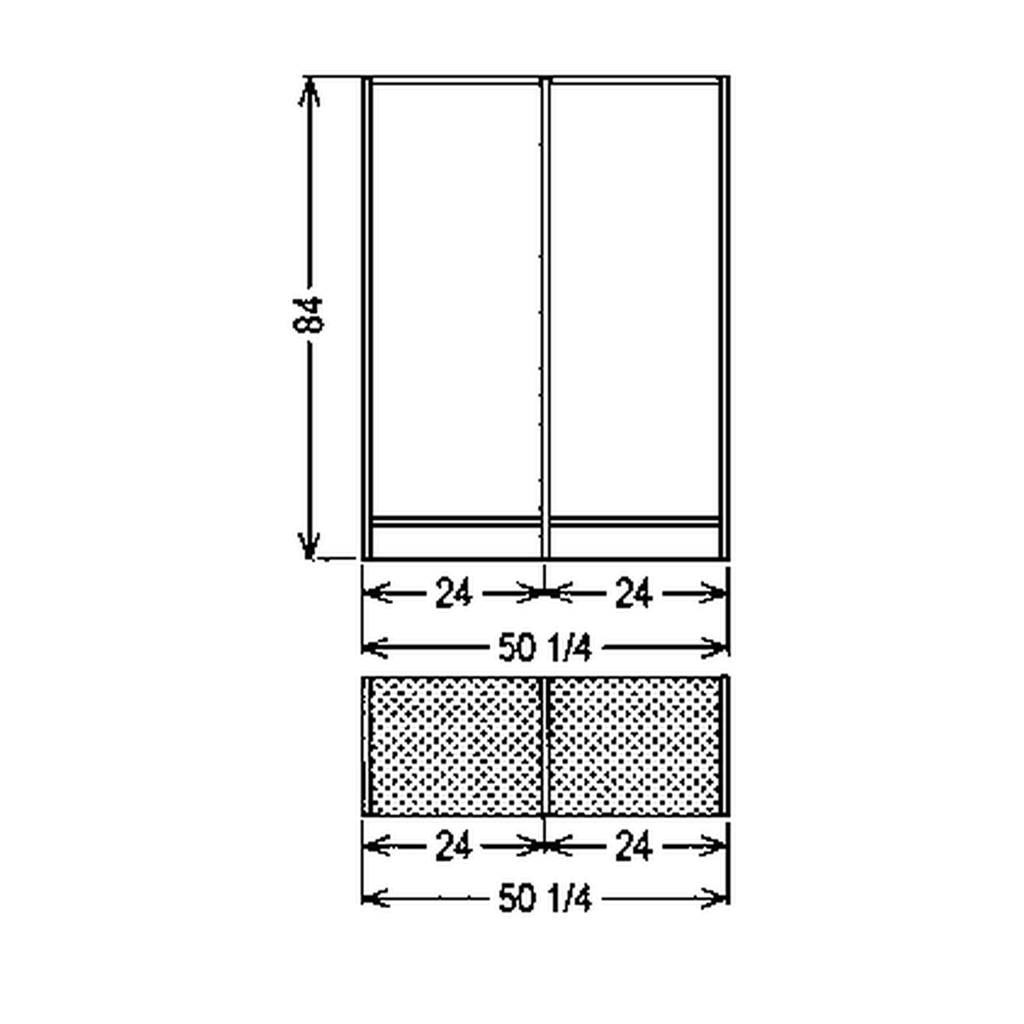 Double Hang + 7-Shelf Double Tower Closet – 51"W × 84"H × 14"D layout diagram