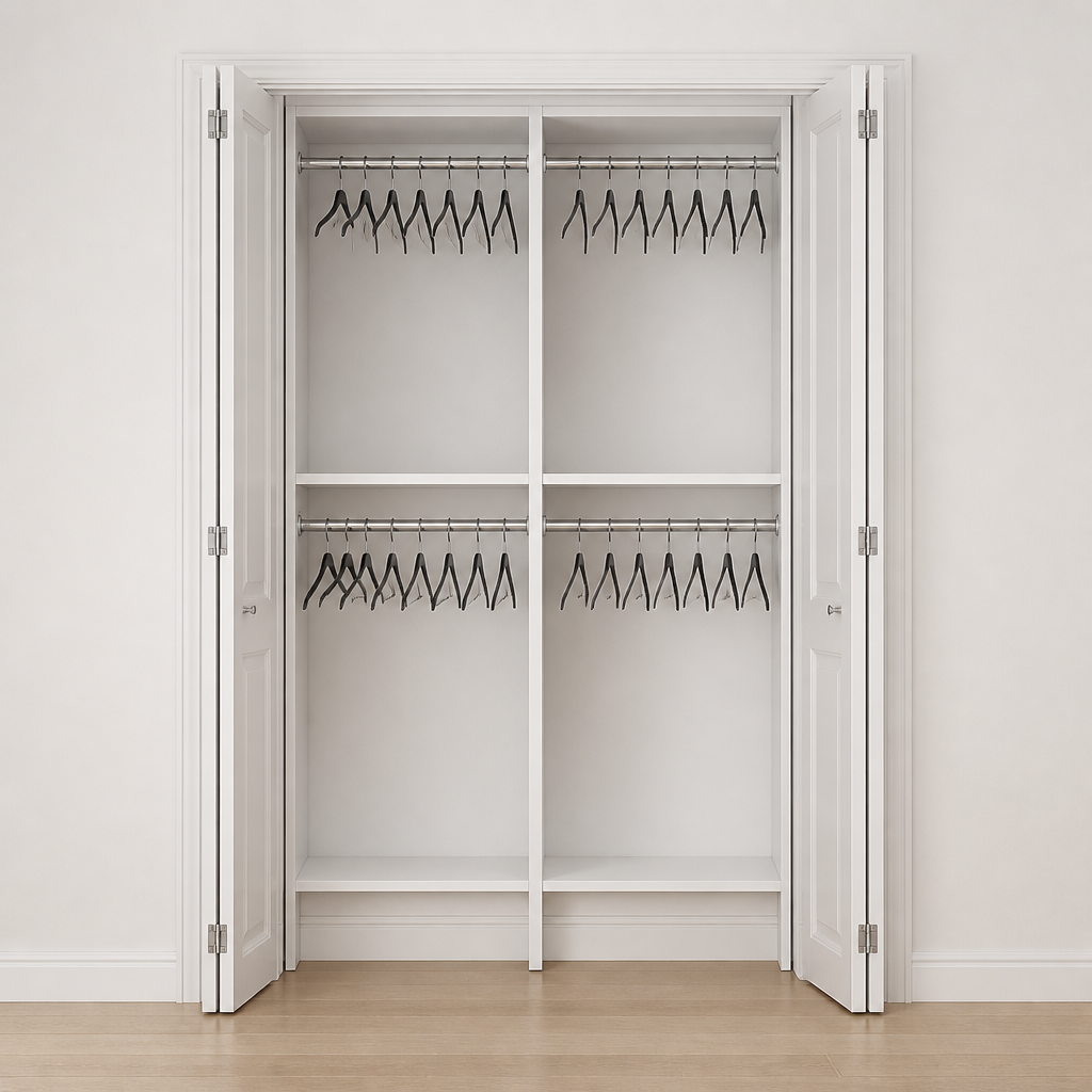 Twin Double Hang (24″) Closet System – 51″ Wide x 84″ High