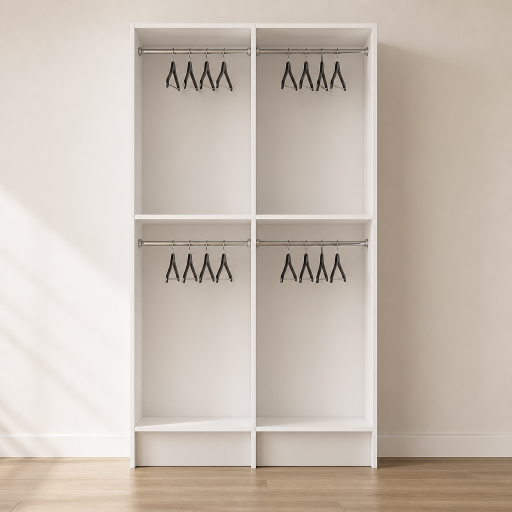 Twin Double Hang (24″) Closet System – 51″ Wide x 84″ High