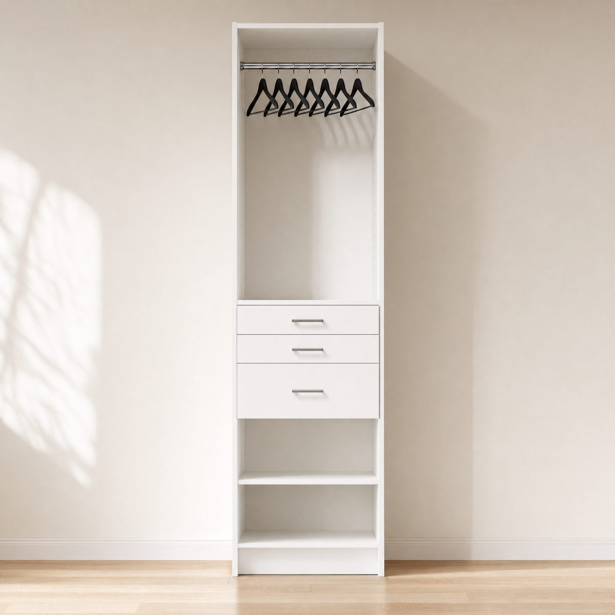 Hang & 3 Drawer Tower – 26"W × 84"H × 14"D