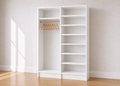 Long Hang + 7-Shelf (30") Double Tower Closet – 57"W × 84"H × 14"D | White