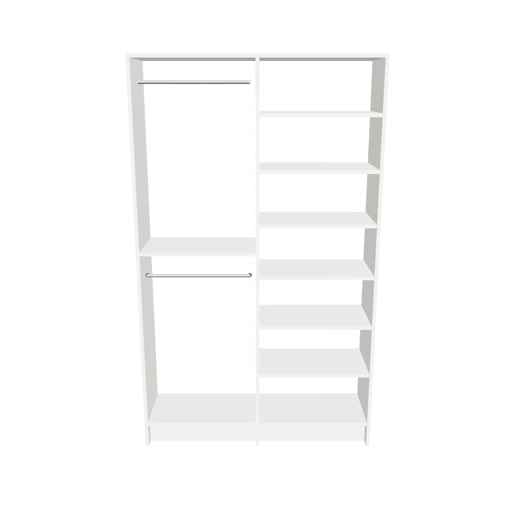 Double Hang (24''W) + 7-Shelf (24''W) Double Tower Closet – 51"W × 84"H × 14"D