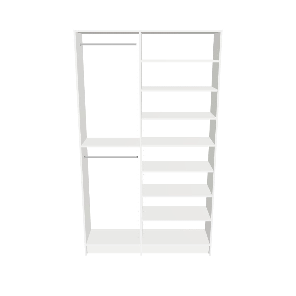 Double Hang (24''W) + 8-Shelf (30''W) Double Tower Closet – 57"W × 96"H × 14"D