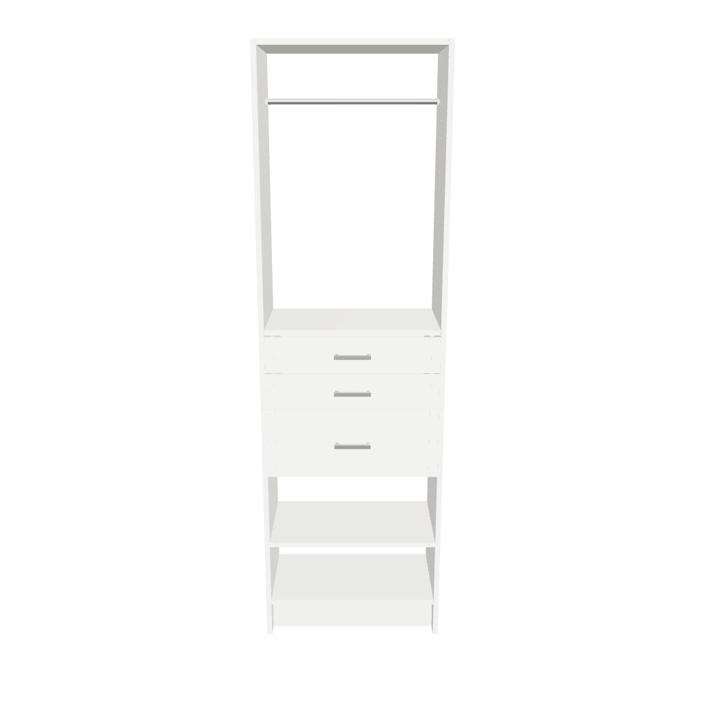 Hang & 3 Drawer Tower – 26"W × 84"H × 14"D
