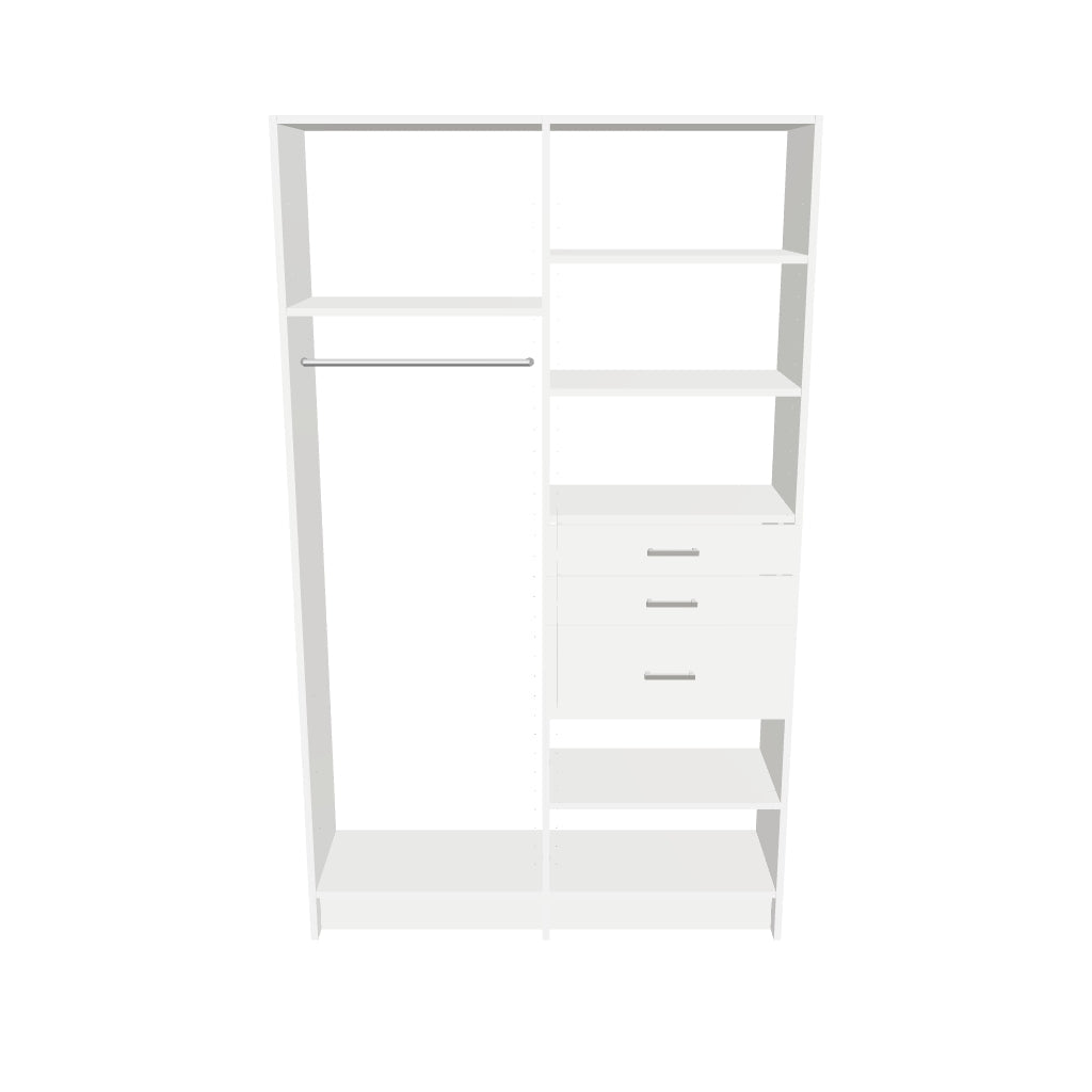 Long Hang (24''W) + Shelves & 3 Drawers (24''W) Double Tower Closet – 51"W × 84"H × 14"D