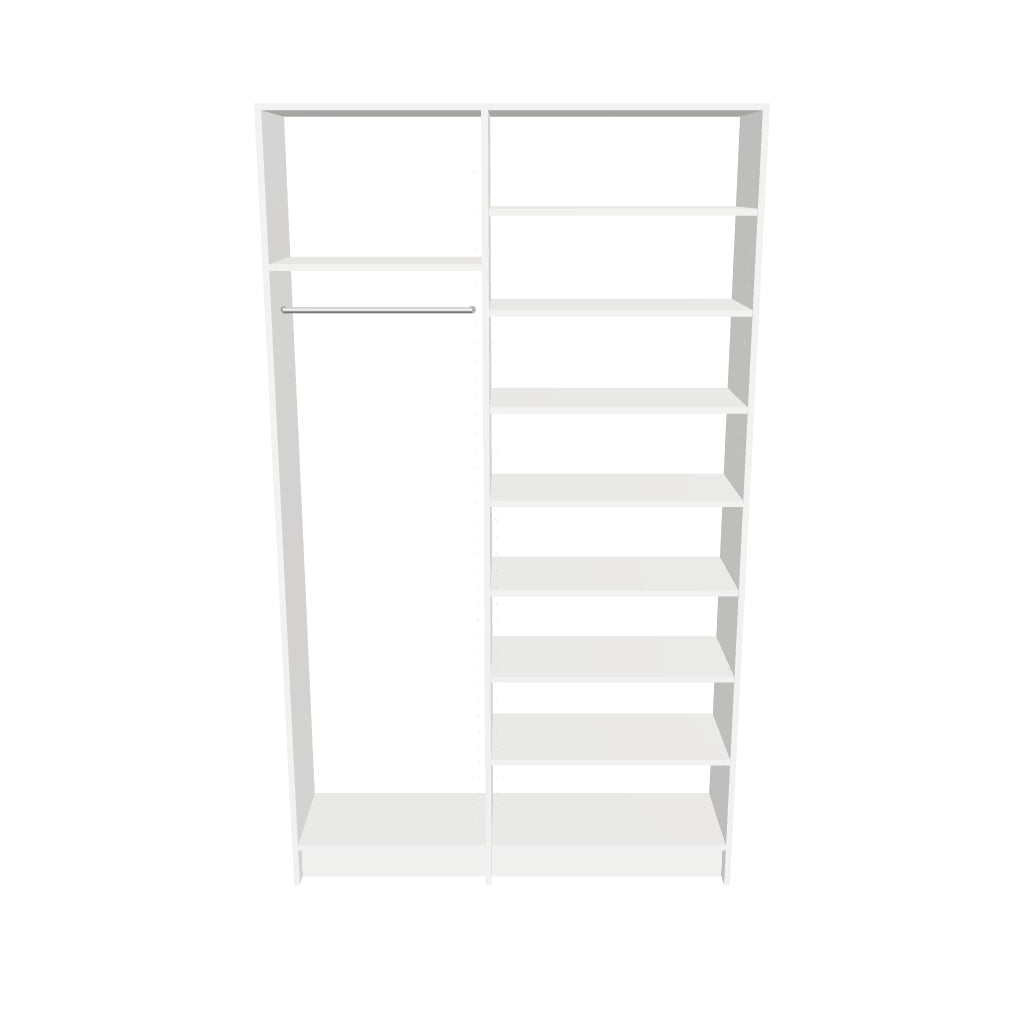 Long Hang (24''W) + 8-Shelf (30''W) Double Tower Closet – 57"W × 96"H × 14"D