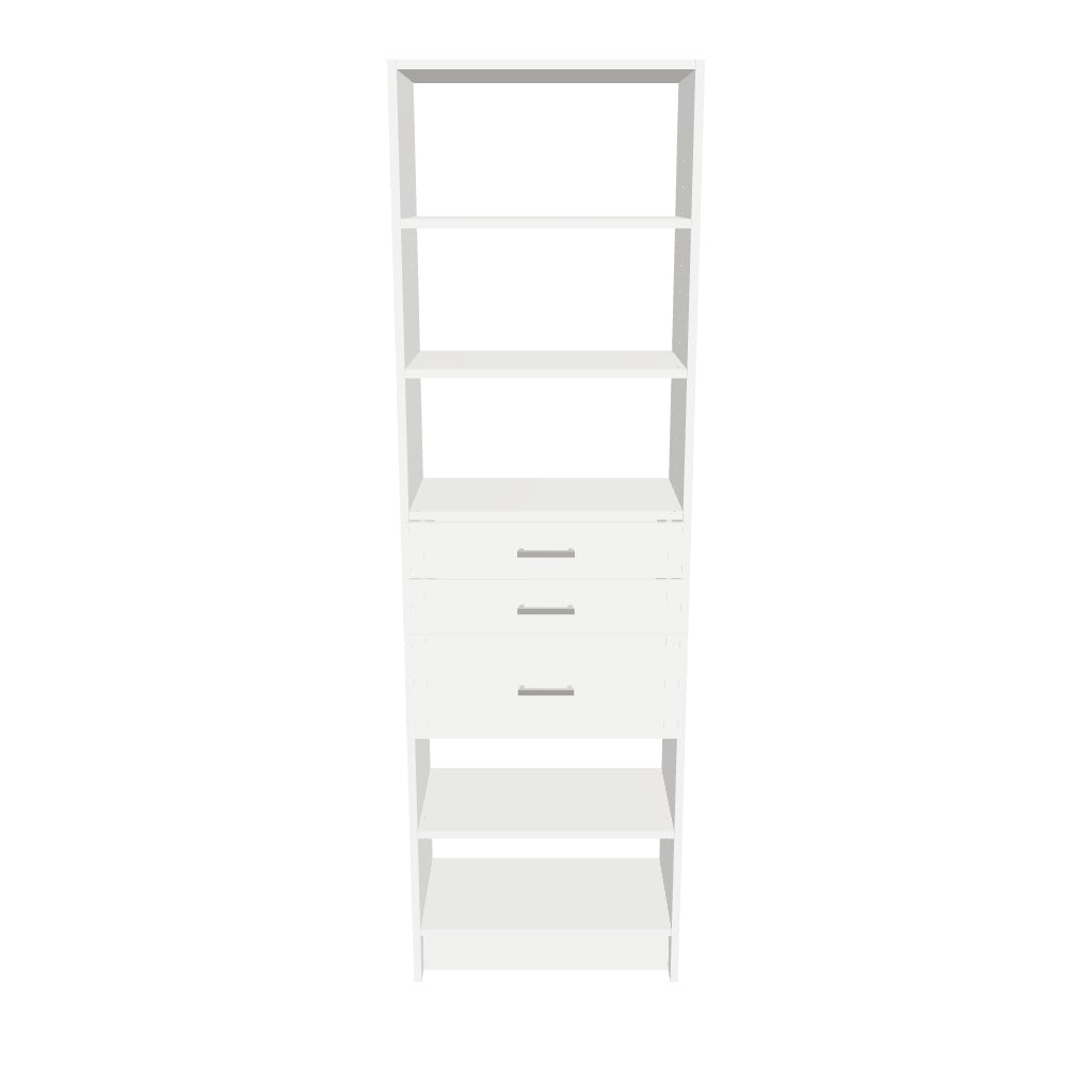 Shelves & 3 Drawer Tower – 26"W × 84"H × 14"D